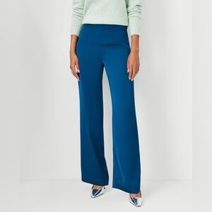 Ann Taylor Teal The Side Zip Straight Pant In Satin